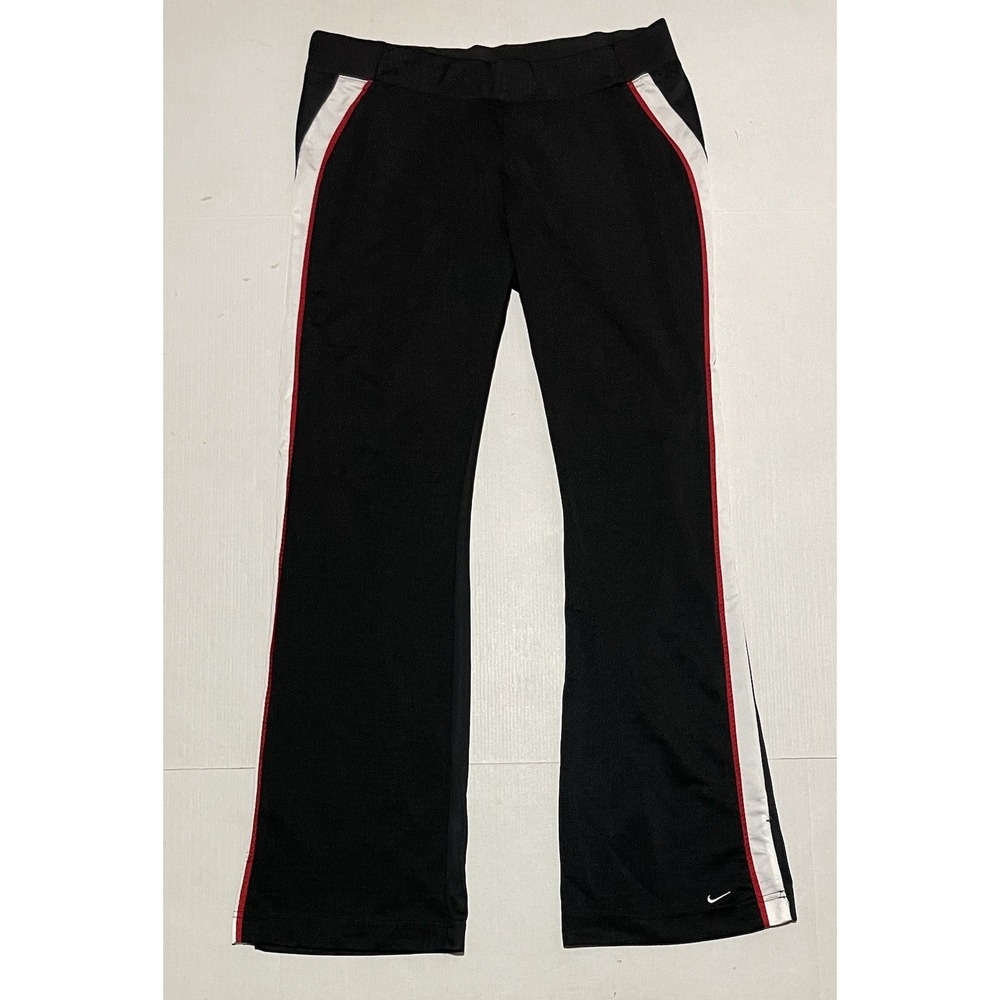 Nike Women's Black Track Pants Side Stripe‎ Bootcut Athletic Size Medium Y2K